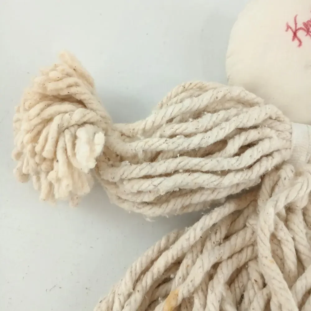 Vintage Mop Head Yarn Rope Doll Hand-Painted Face – Primitive Folk Art Décor